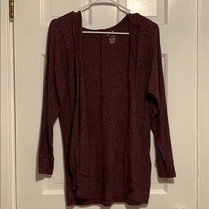 American Eagle Hooded Burgundy Cardigan